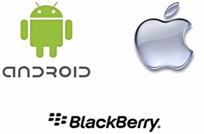 Логотипы android, iphone, blackberry